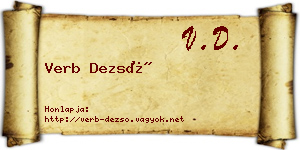 Verb Dezső névjegykártya